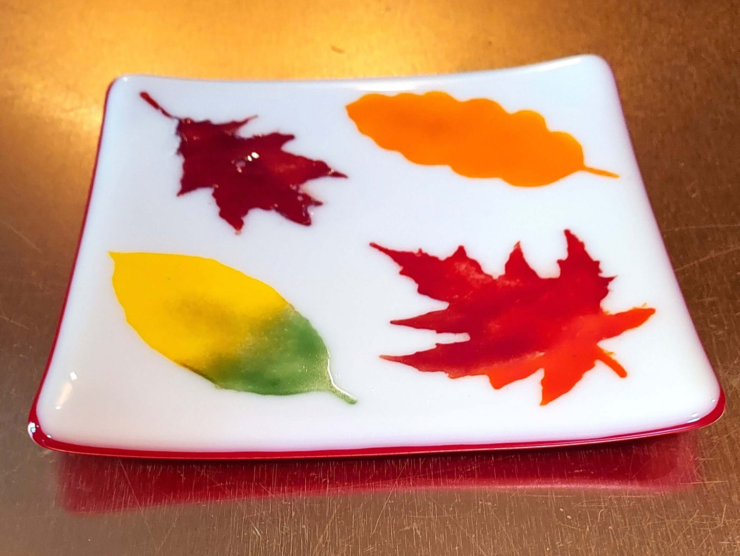 6" x 6" colorful glass plate