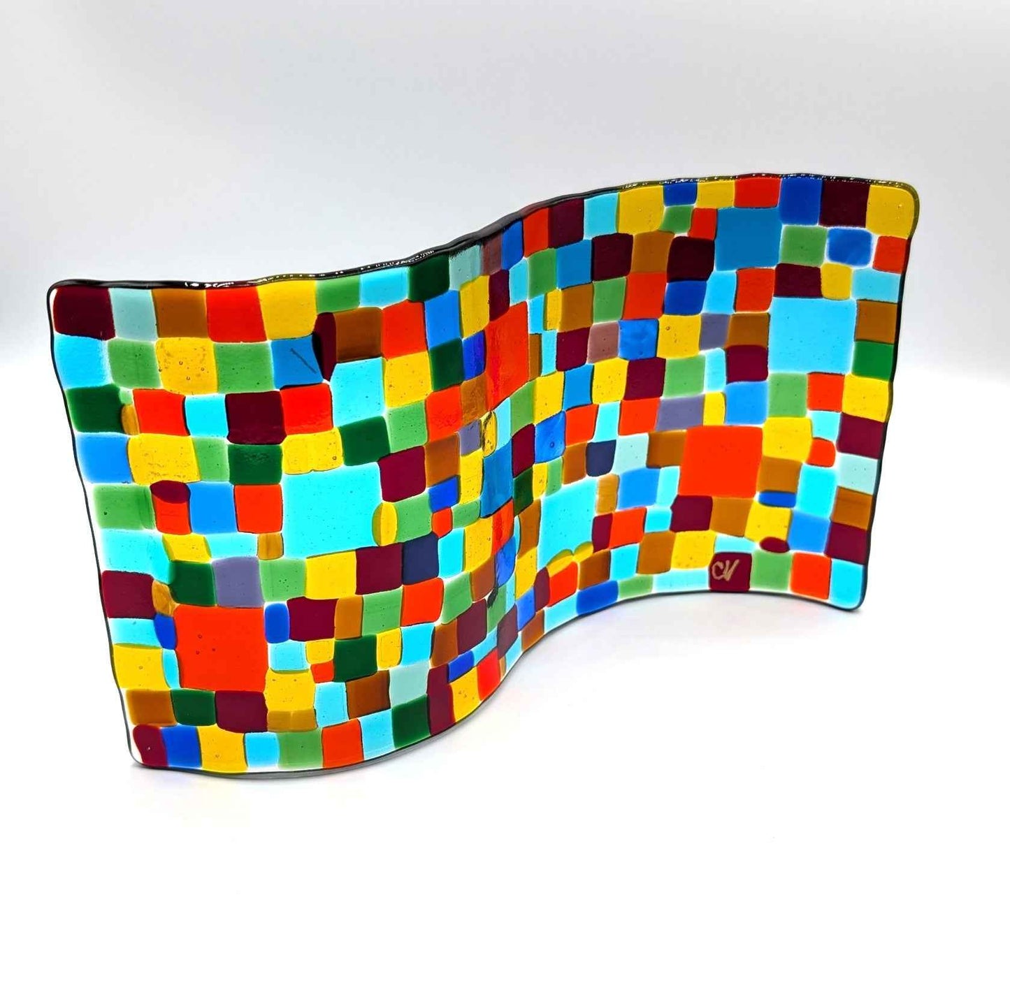 Handmade Mosaic Fused Glass Art Sculpture