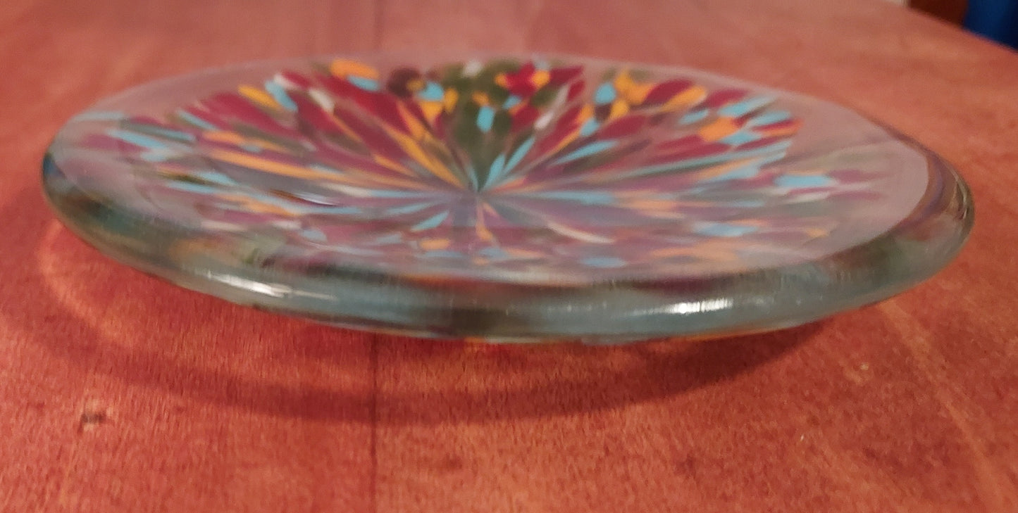 Clear glass with rainbow colors decorative plate