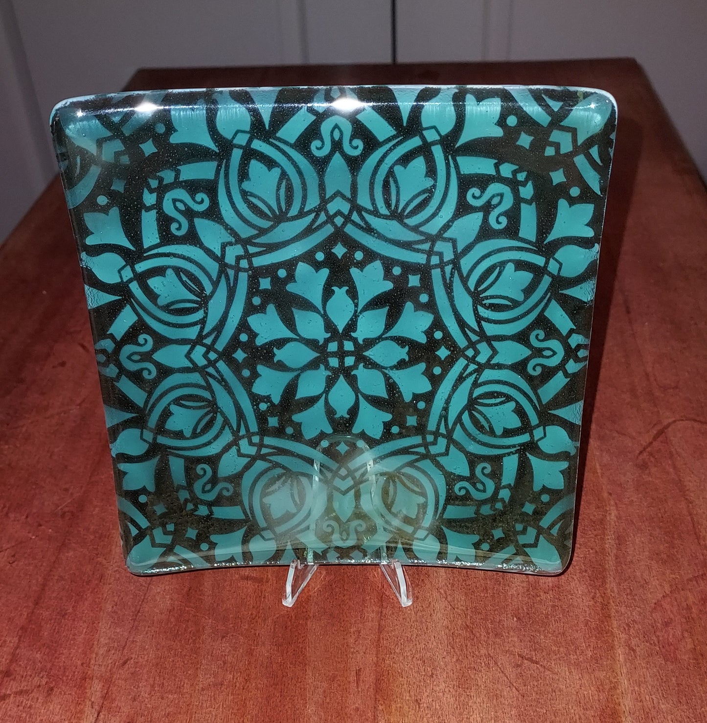 Sea Green Decorative Glass Plate