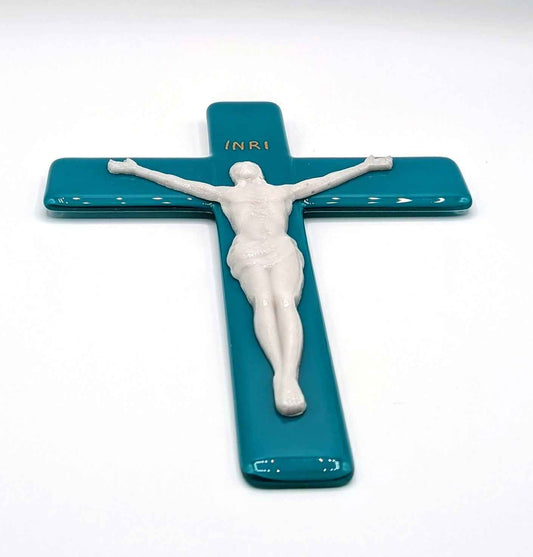 Teal cross with corpus