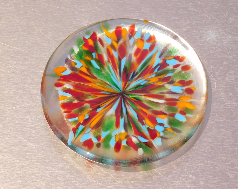 Clear glass with rainbow colors decorative plate