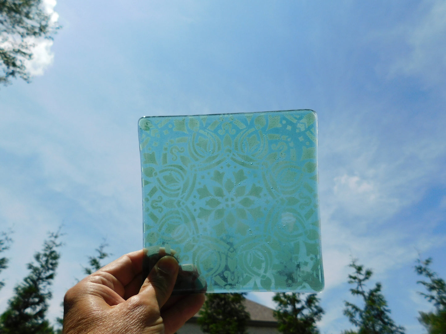 Sea Green Decorative Glass Plate